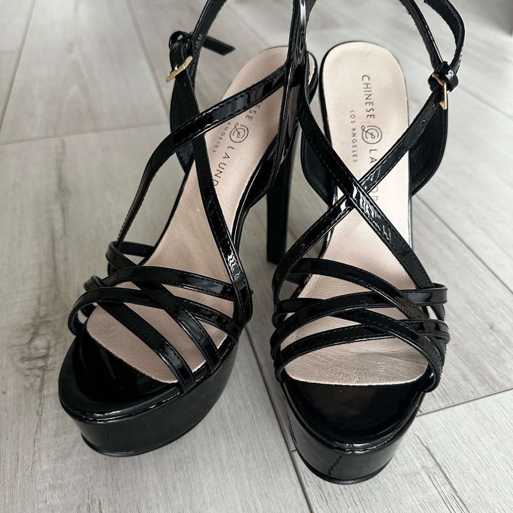 Chinese Laundry Black Strappy Heels